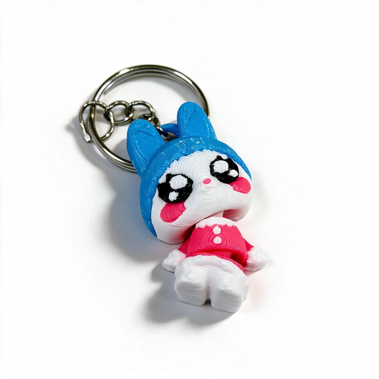Blue-Hood Cartoon Cat Keychain