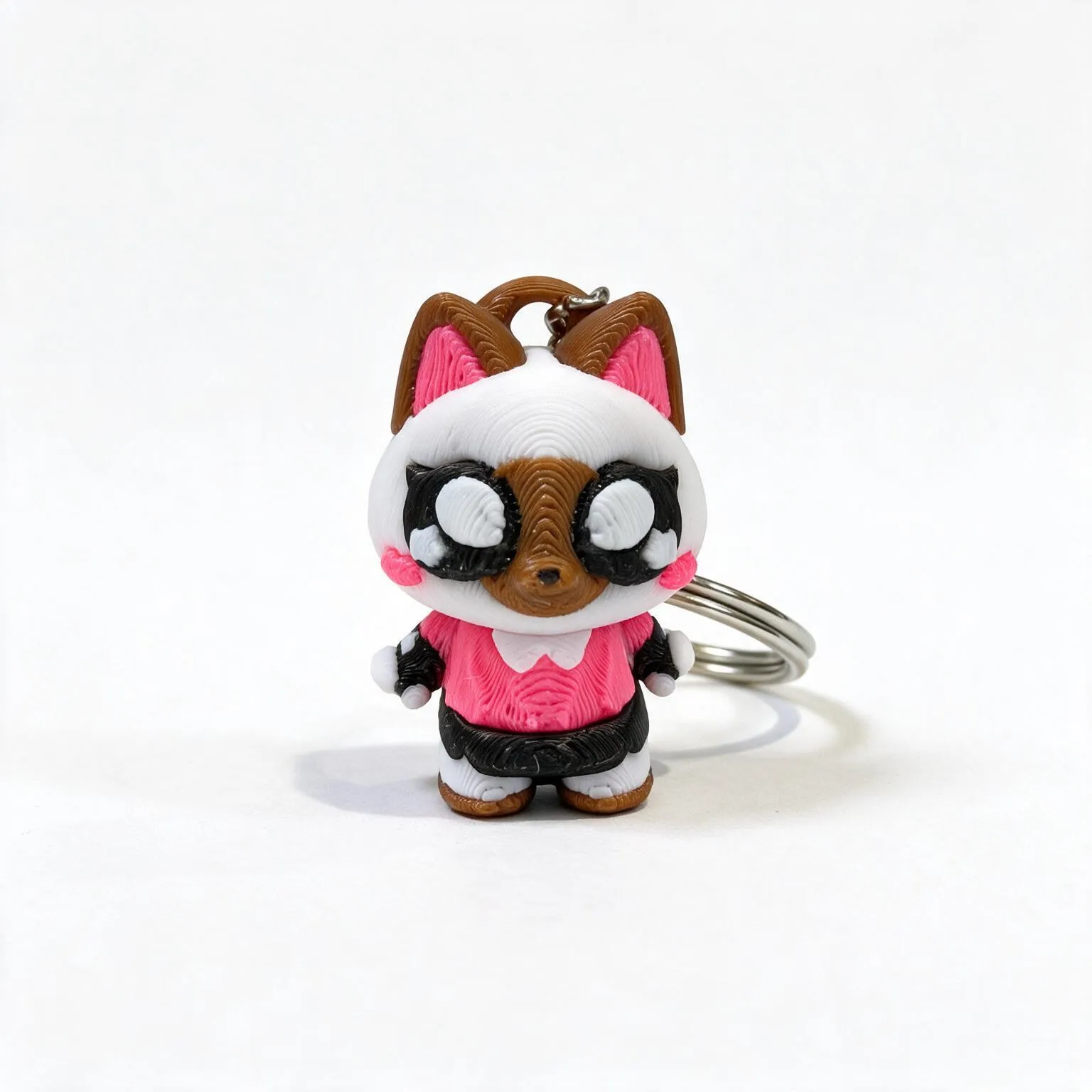 Pink Outfit Raccoon Keychain