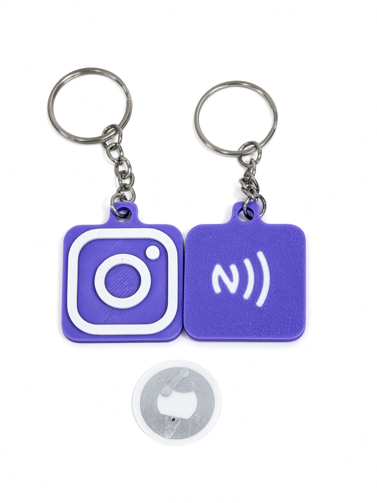 ميدالية مفاتيح (إنستقرام) ذكية بتقنية NFC – مطبوعة ثلاثية الأبعاد (PLA)