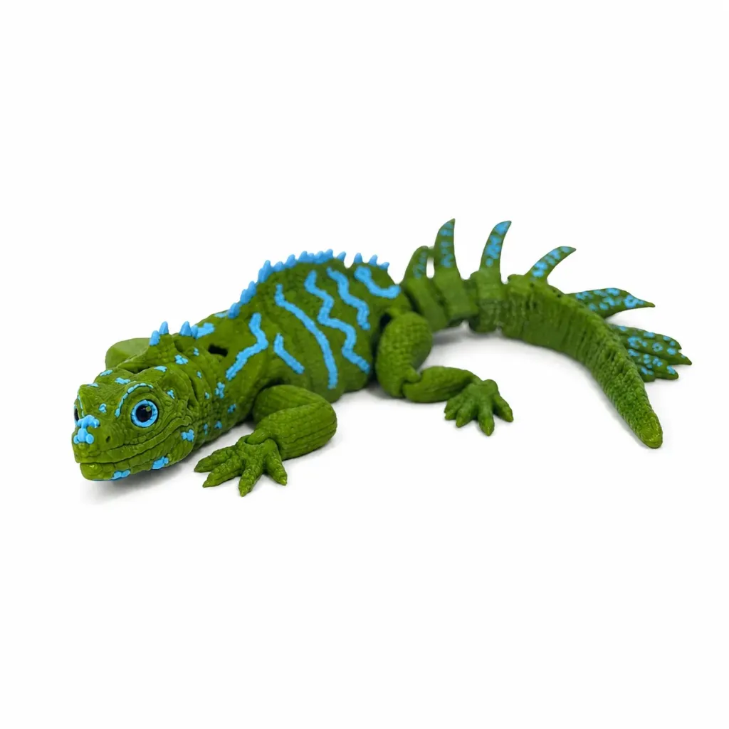 Articulated Green Iguana Figurine